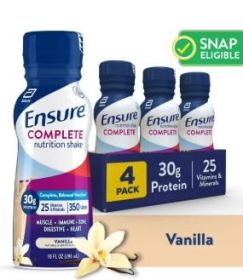 Ensure COMPLETE Nutrition Shake, 30G Protein, Vanilla, 10 fl oz, 4 Count
